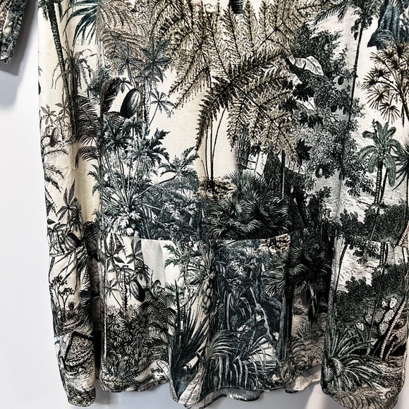 Margaret O’Leary Ivory Black Botanical Tropical Toile Print Midi Dress Size M - Picture 7 of 12